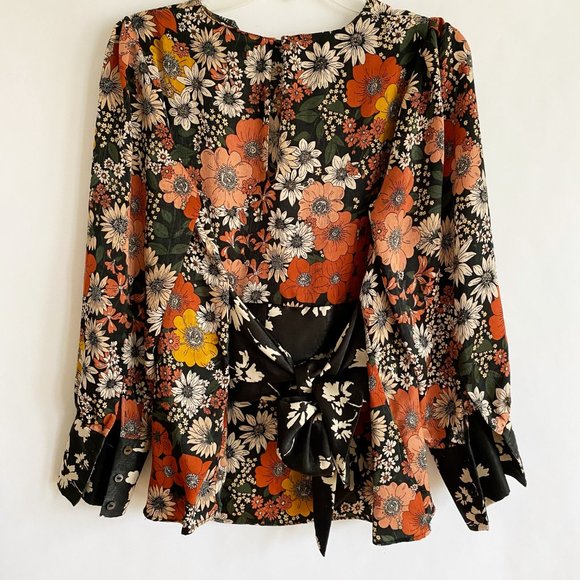 Zara Flower-Printed Blouse - Size Medium - Picture 3 of 4